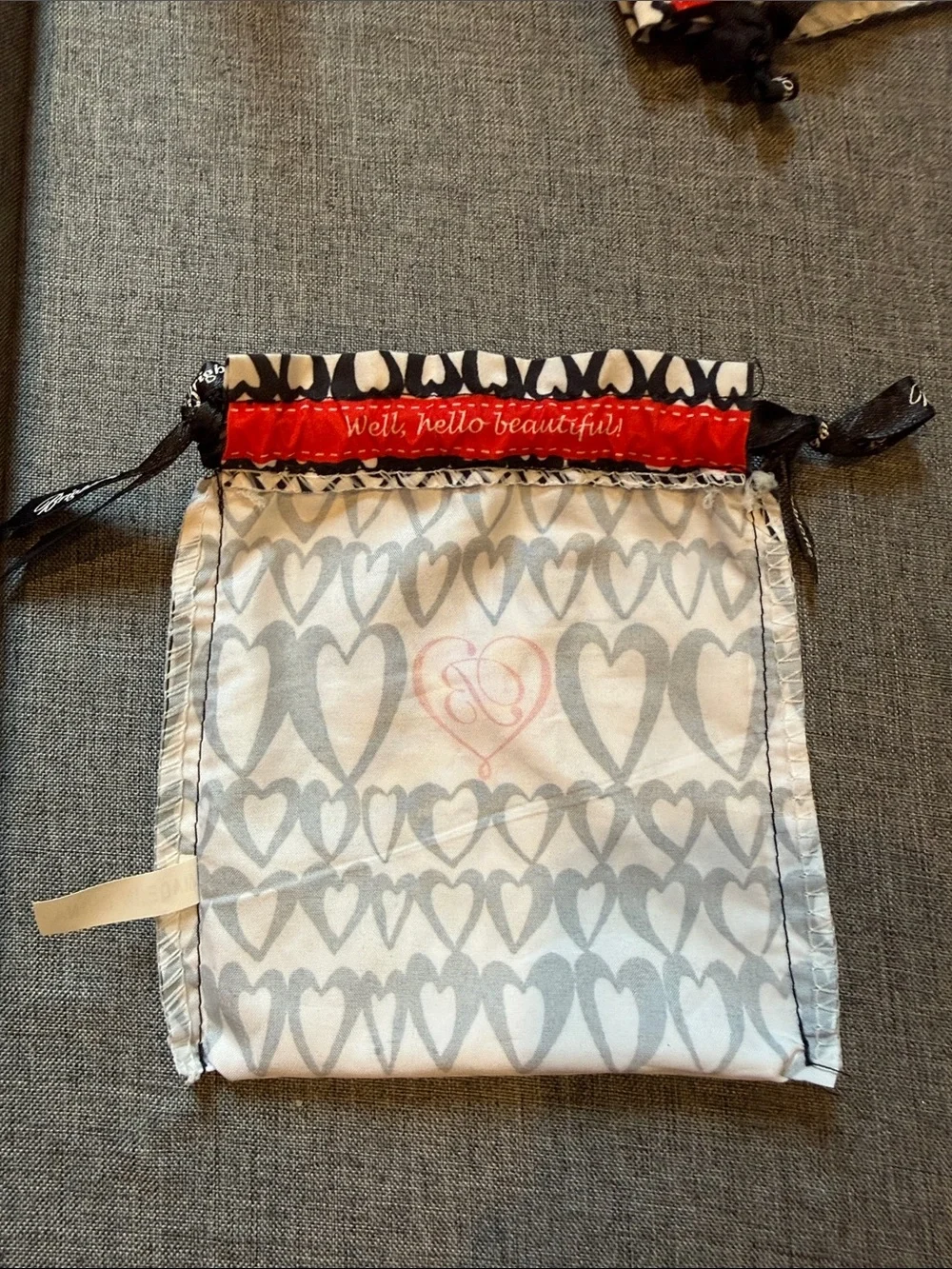 Brighton Small Heart-Print Drawstring Pouch - Black & White; 2 bags